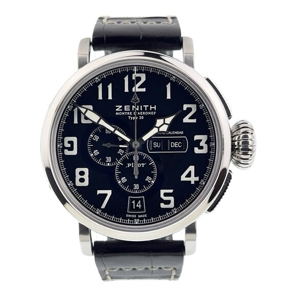 Zenith Pilot Type 20 Stainless Steel Black Dial 48mm Automatic Mens 03.2430.4054 - Picture 1 of 9